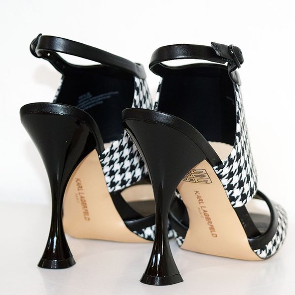 Karl Lagerfeld Paris Camryn Leather Sandal in Black/White Fabric - Picture 7 of 10